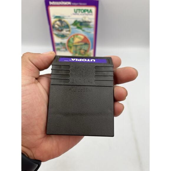 Utopia (Intellivision, 1981) Cart & Box Complete With Overlays - Picture 9 of 10